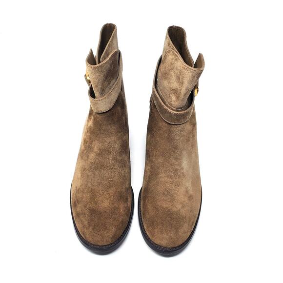 Tory Burch Brooke Ankle Suede Bootie Boots River Rock Brown 78894 Size US 7.5 - Picture 6 of 11